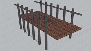 wooden bridge 3D model