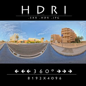 HDRI 8K  Urban Street in Mediterranean City with Blue Sky  Equirectangular 360