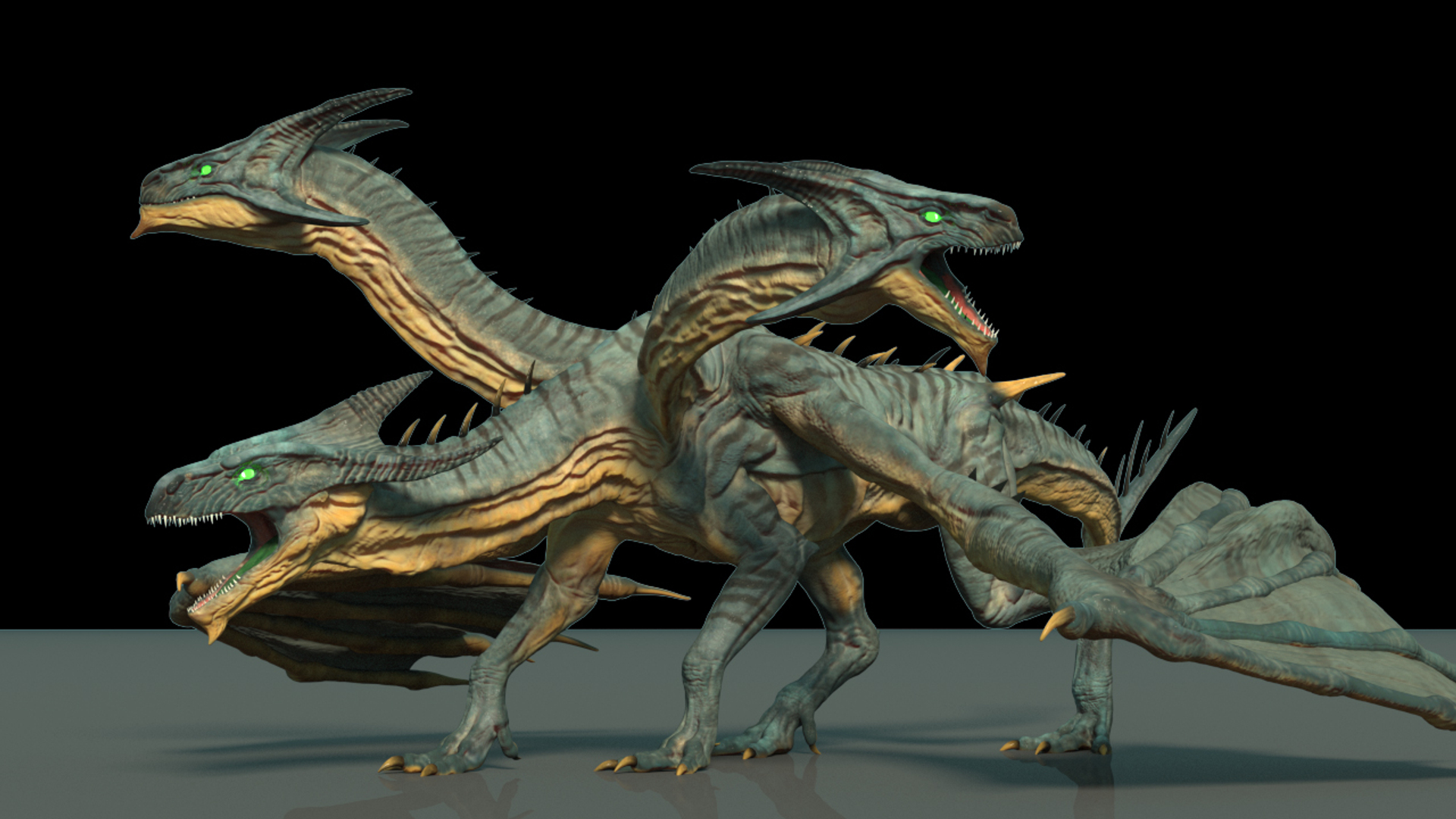 modelo 3d Dragón de tres cabezas (licencia de estudio) - TurboSquid 1182461
