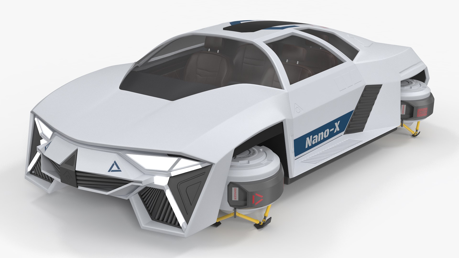 Sci-Fi Hover Car White Simple Interior 3D model preview