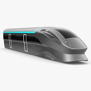3D Futuristic Train Locomotive Silver