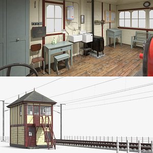 Trackside Signal Tower with Rails Old model