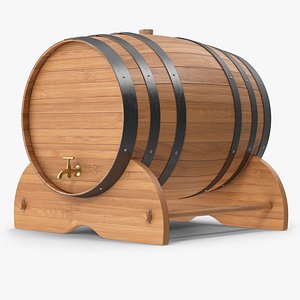 3D Wooden Wine Barrel