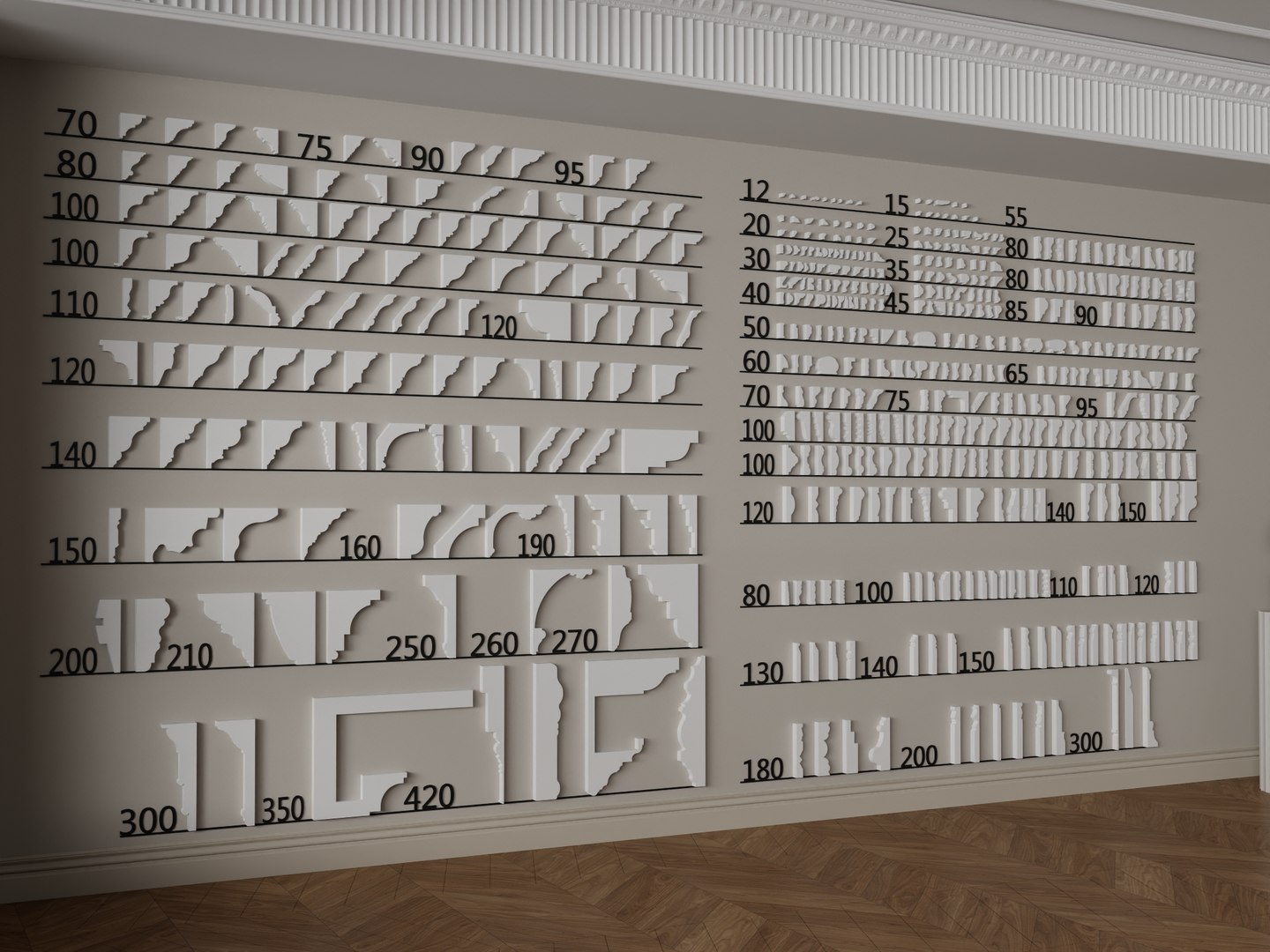 Architectural Moulding Profile Cornice Pack PBR Game Ready 3D ...