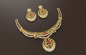 3D model indian bridal necklace