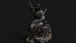 3D broken statue tombstone PBR photogrammetry model