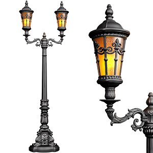 3D model Outdoor classic street lamp light Lantern Lamppost streetlight