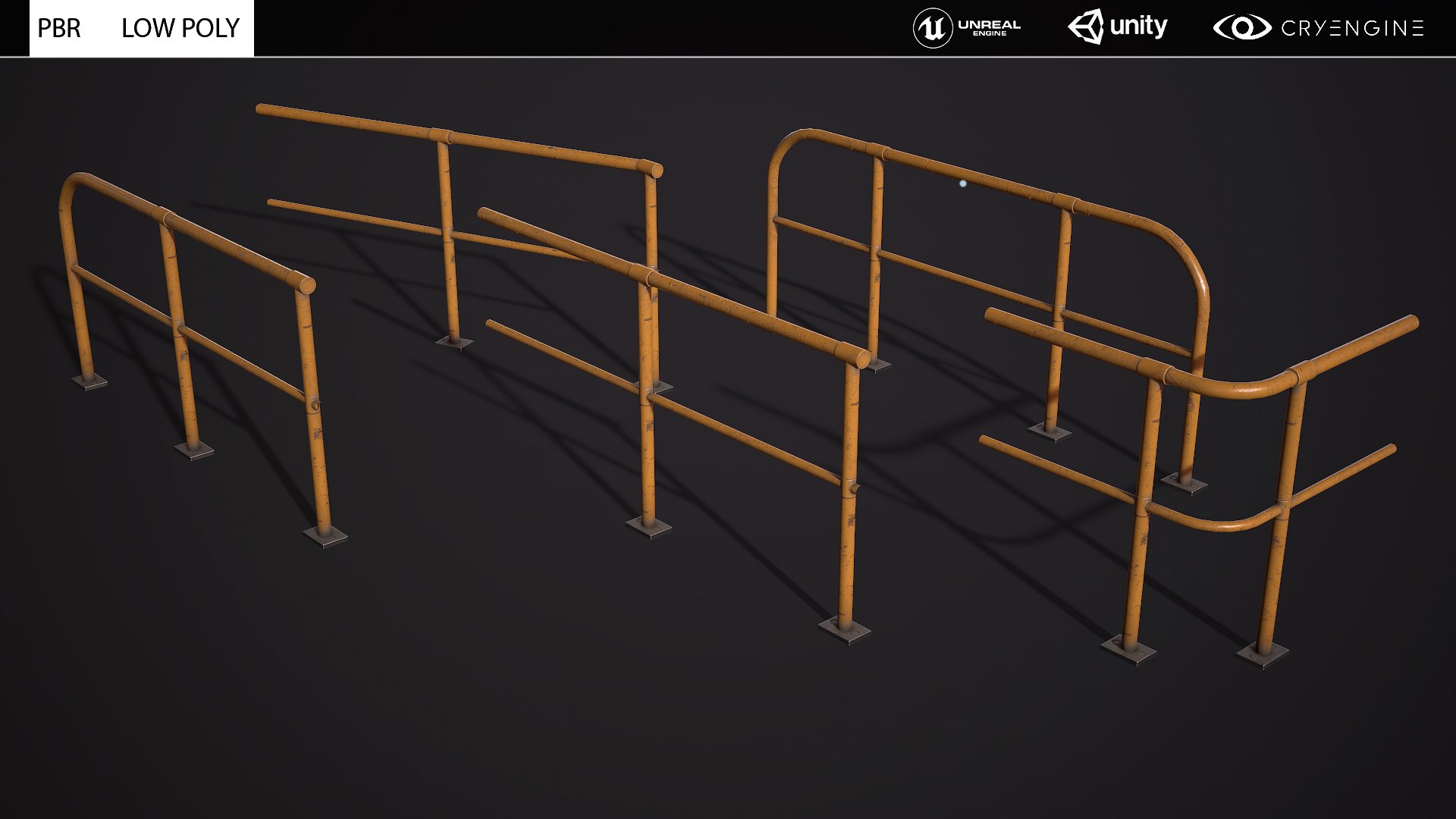 3D Modular Handrail Pbr Ready Model - TurboSquid 1527940