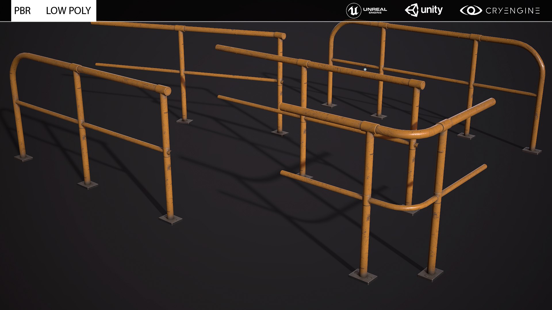 3D Modular Handrail Pbr Ready Model - TurboSquid 1527940