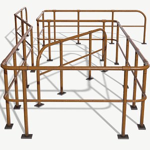 3D modular handrail pbr ready model