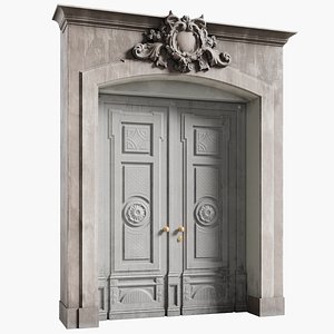 Exterior Entrance Front Door Old Gray 3D model