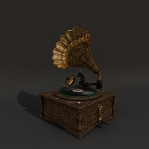 old horn gramophone 3d c4d