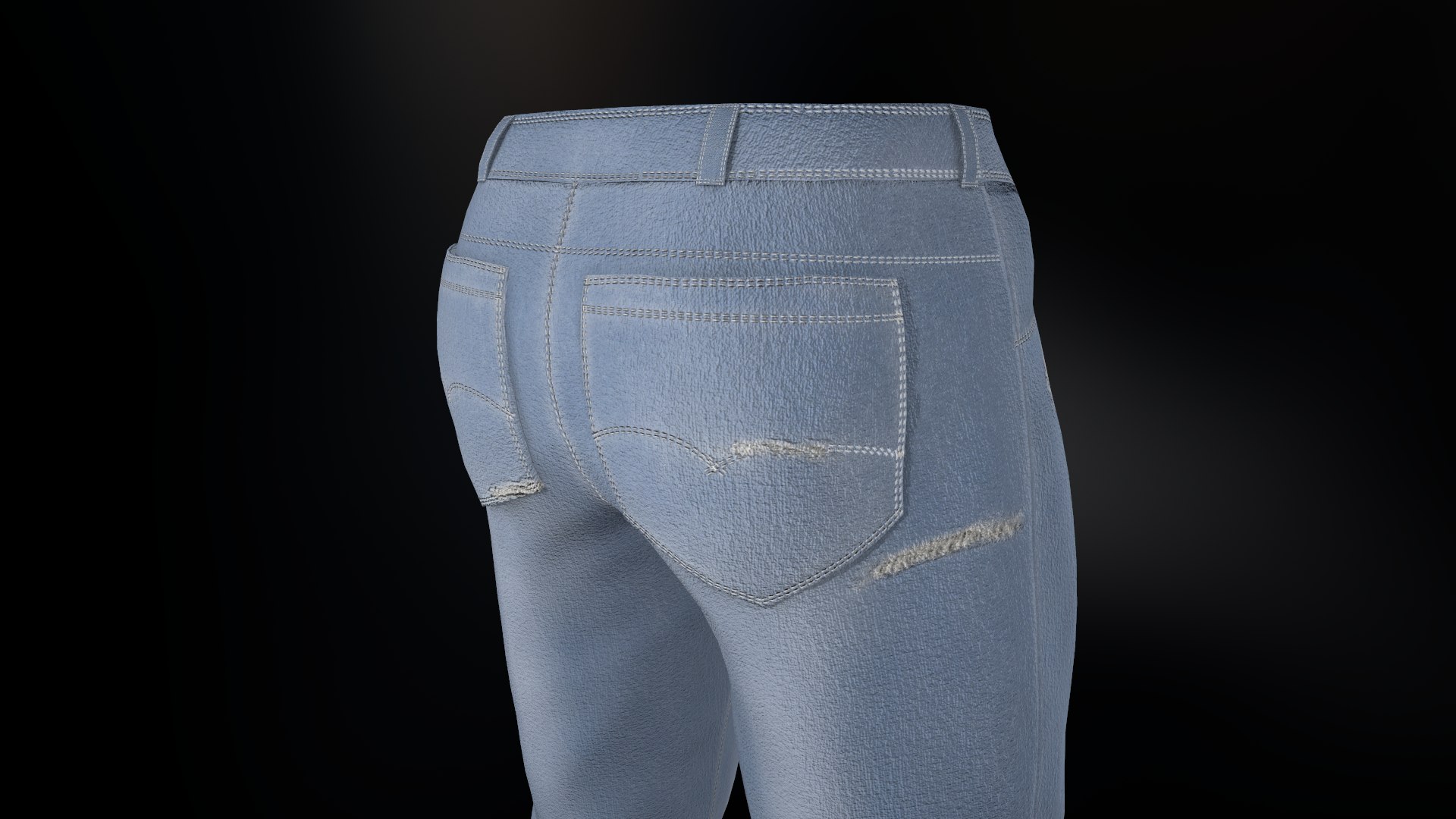 3D model Female Light Blue Ripped Jeans Pants Style 1 VR / AR