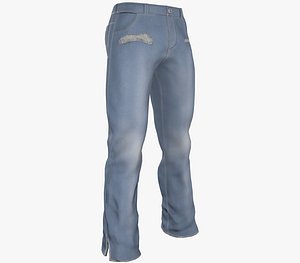 light blue ripped jeans 3D model