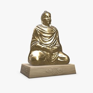 Golden Buddha Statue Low-poly PBR 3D