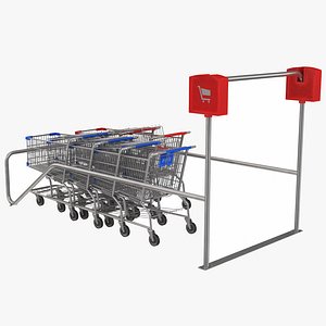 3D Shopping Cart Corral 2 With Carts model