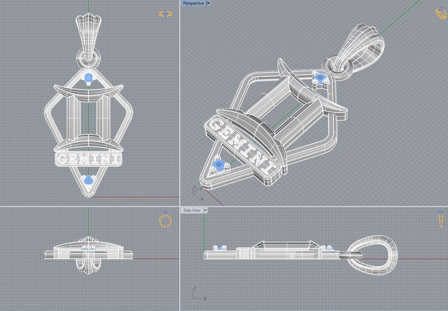 3D stl pendant gemini model - TurboSquid 1421914