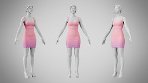 3D model Dress 52 Watermelon Pink