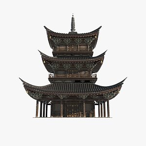 3D Asian ancient architecture pagoda model