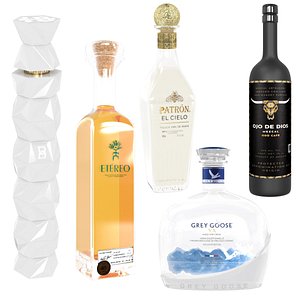 3D Bar alcohol bottles vodka tequila model