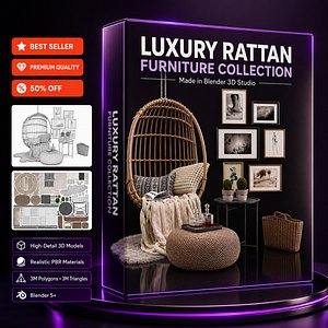 3D Luxury Rattan Furniture 3D Model Collection