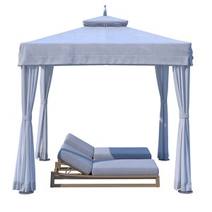 RH TUUCI ATLANTIS PAVILION CABANA WITH SEBASTIAN TEAK CHAISE