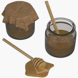 Honey in a pot and Wood Honey Dipper