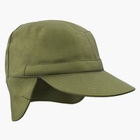 Field Cap with Earflaps Olive Green 3D Model