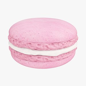 Pink macaroon with white cream 3D