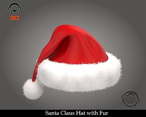 3D model santa claus hat fur