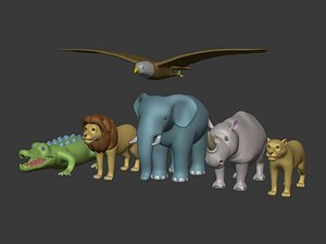 3D Cartoon African Animals Pack