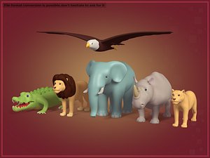 3D Cartoon African Animals Pack