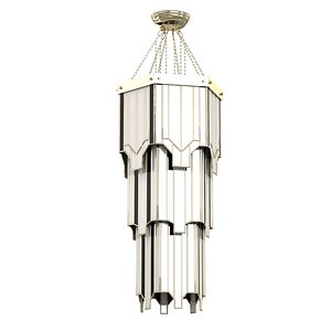 New York Large Hexagonal Art Deco 8 Light Tiered Chandelier Handmade 3D model