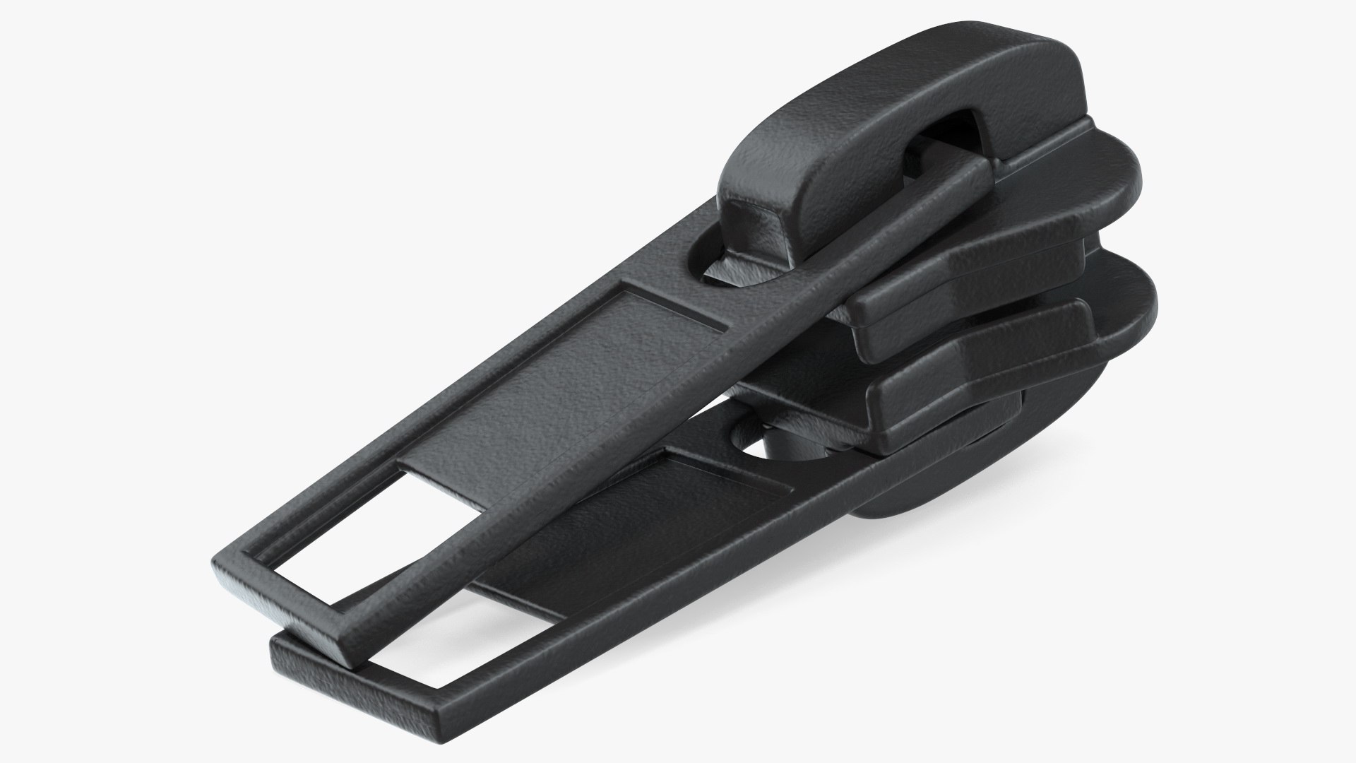 Two Sided Plastic Zipper Slider Black 3D model preview