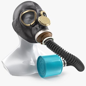 Gas Mask GP5 with Long Hose Rigged for Cinema 4D