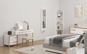 Luxury Cream Style Bedroom Interior 3D Scene