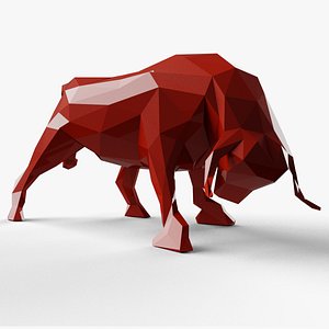 3D low poly stylized bull