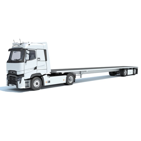3D Truck with Flatbed Trailer