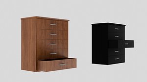 3D model Modern Wooden Wardrobe Cabinet 3D model