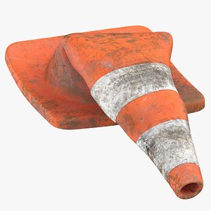 3D Safety Cone 01 28 Inch Destroyed model