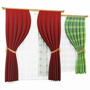 curtains cartoon 3D model