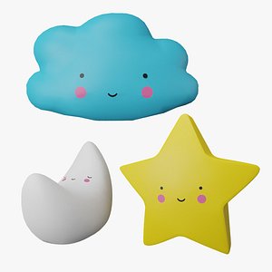 Cloud Moon Star 3D model