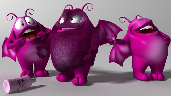 Monstro dos desenhos animados roxo Cutie Modelo 3D $19 - .3ds