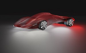 FUTURE CAR 70 URHEILUAUTO punainen keskelt kuristettu 4 red 3D model