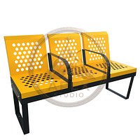 Three-Seater Mall Bench with Armrests