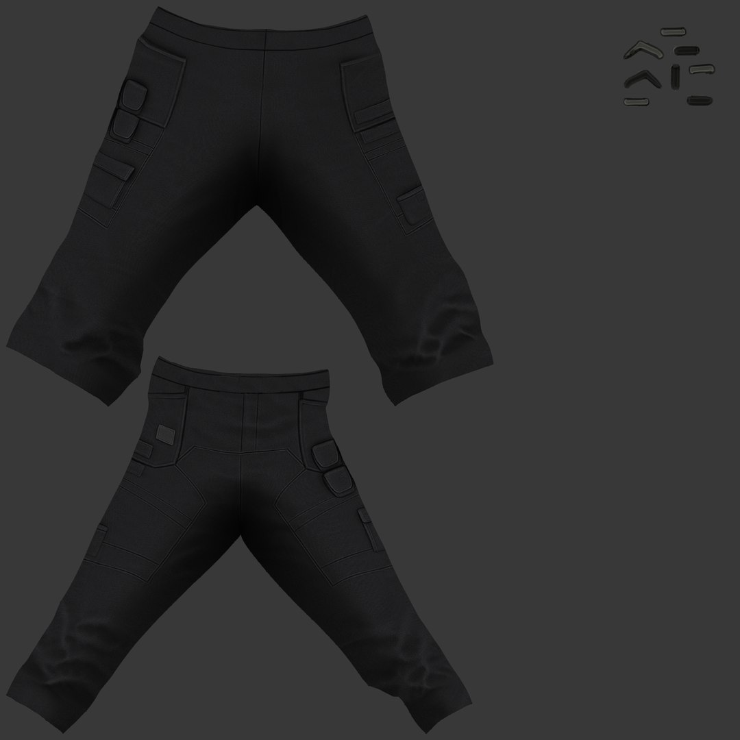 Men Black Cyberpunk Cargo Pants Model - TurboSquid 2071626