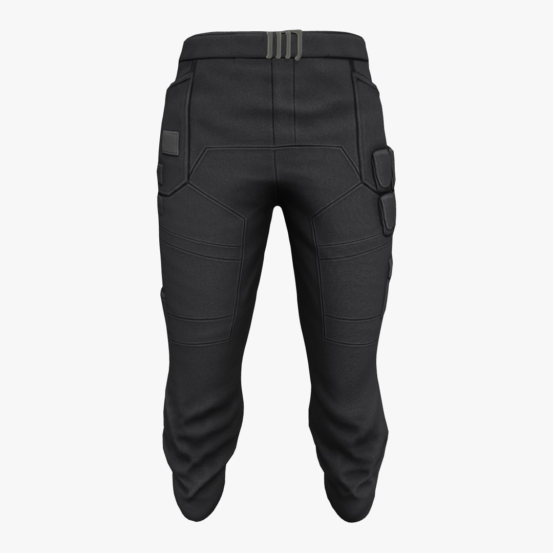 Men Black Cyberpunk Cargo Pants model - TurboSquid 2071626