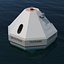 3D Tsunami Detection Buoy Floating on Sea Surface model