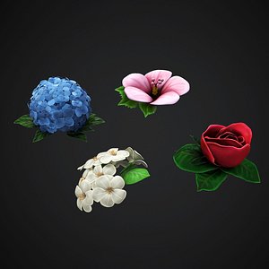 4 Flowers Collection - Rose Jasmin Hortensia Hibiscus
