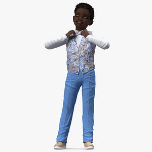 3D model Black Child Boy Party Style Rigged for Maya